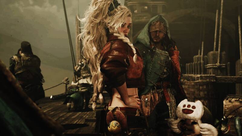 猎人使用双剑高速连击飞龙，光影效果逼真，动作流畅