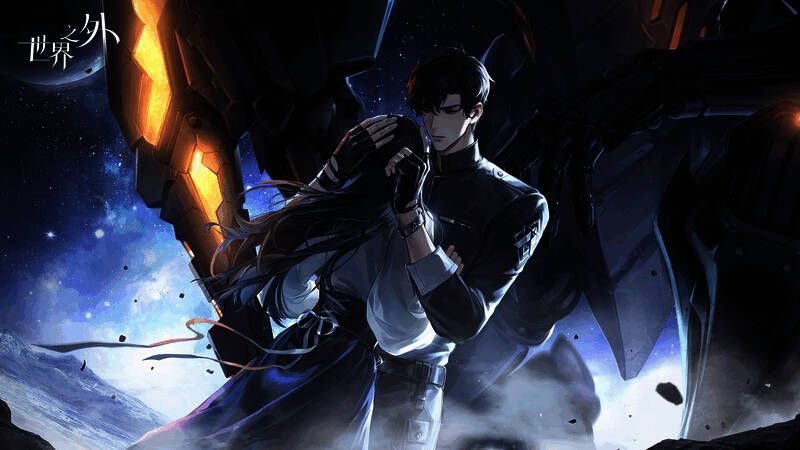 顾时夜角色立绘，身穿黑色战服，神情冷峻