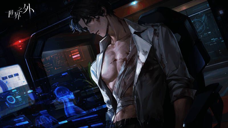 易遇角色设定图，身着白色风衣，气场强大