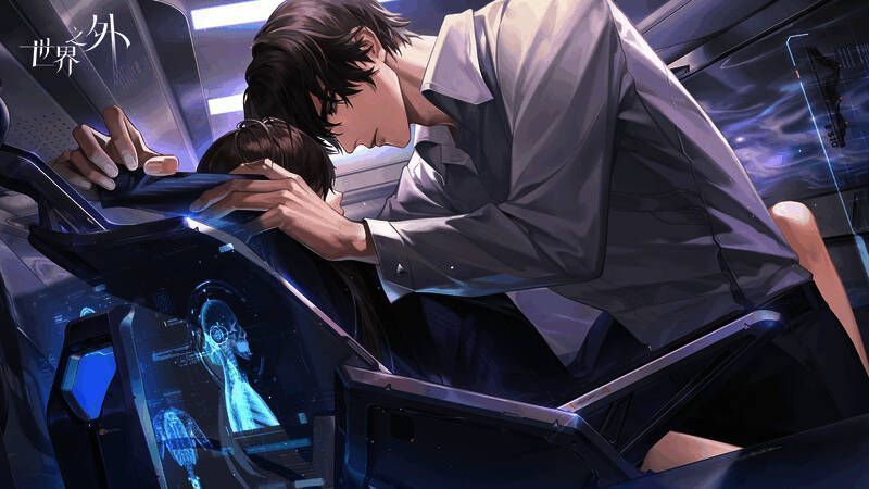 易遇与主角互动场景，光影交错，氛围暧昧