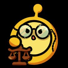 天平蛋手执金色天平，目光冷静地观察局势变化，背景中浮现出计票界面