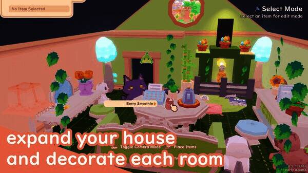 玩家操控猫咪进行钓鱼的画面，水面波光粼粼，细节表现细腻