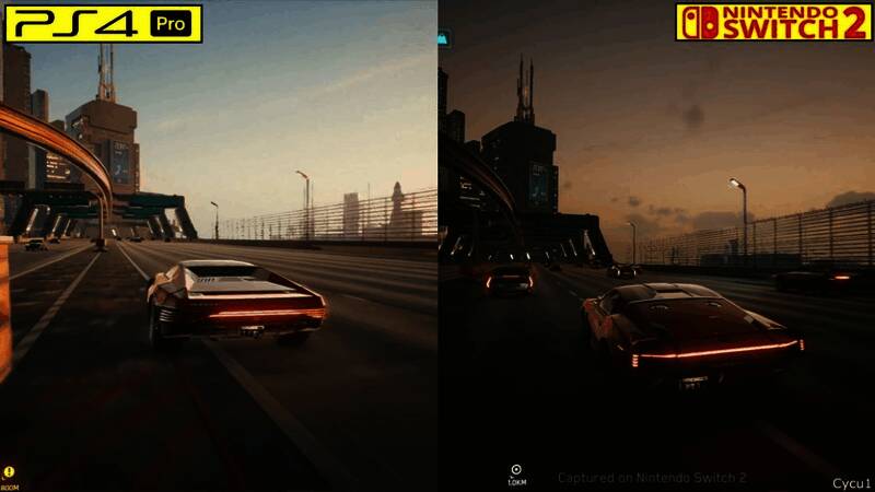 游戏界面展示夜之城霓虹闪烁的城市景观，光影效果逼真