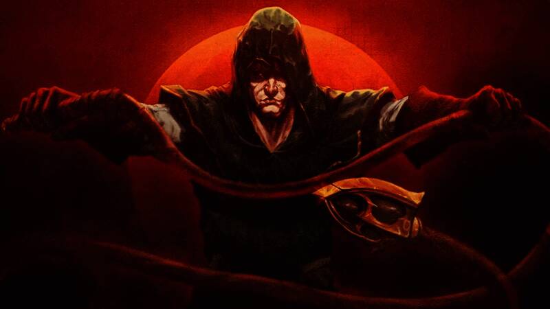 模糊噪点画面中隐约可见游戏场景轮廓，背景为暗黑风格建筑剪影