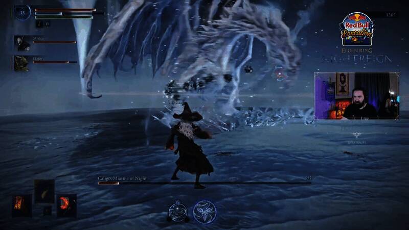 《艾尔登法环：黑夜君临》新Boss战现场截图，冰霜巨龙展翅怒吼