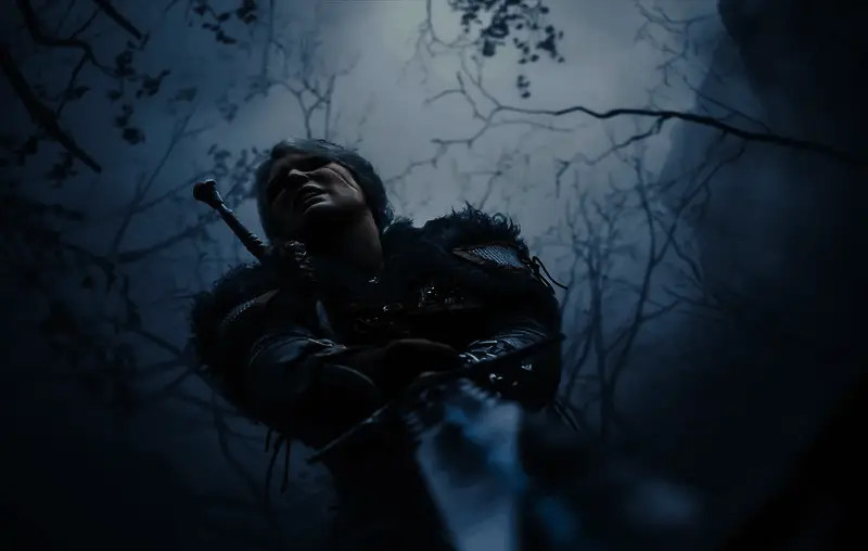 《巫师4》概念图展示，画面呈现神秘森林与主角轮廓