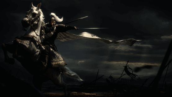 赵云动态画像截图，身披银甲，骑马腾空斩敌