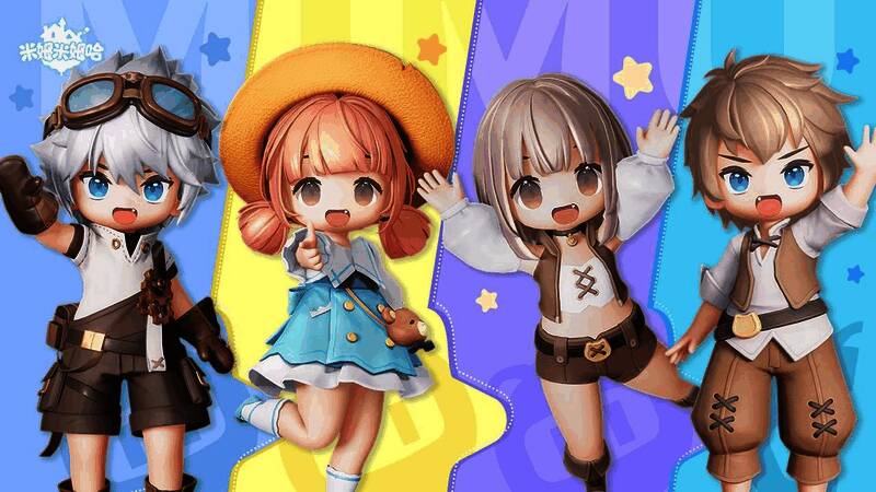 多人合作建造场景，玩家与米姆一同搭建家园，气氛温馨欢乐