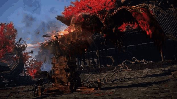 玩家在空中滑行过程中释放「络缲」，瞬间生成支撑点进行跳跃攻击