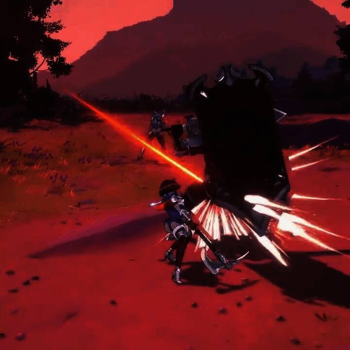 绿巨人骑士施展强力技能，地面被震裂，火光四溅