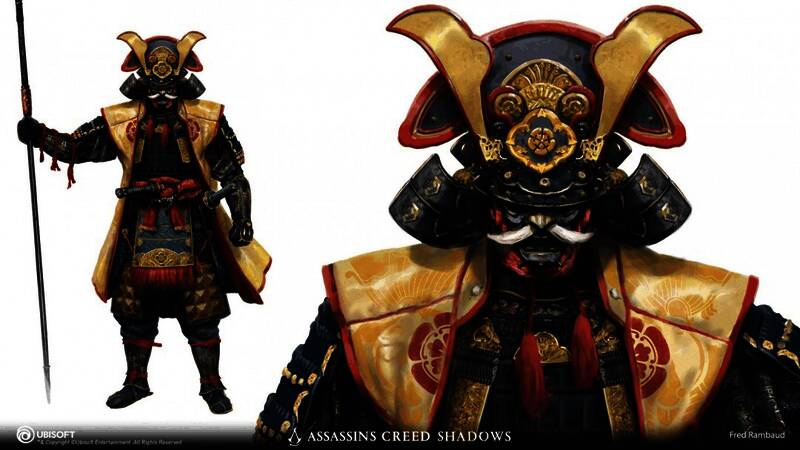 《刺客信条：影》角色设计师Fred Rambaud发布的概念图展示多个角色设定