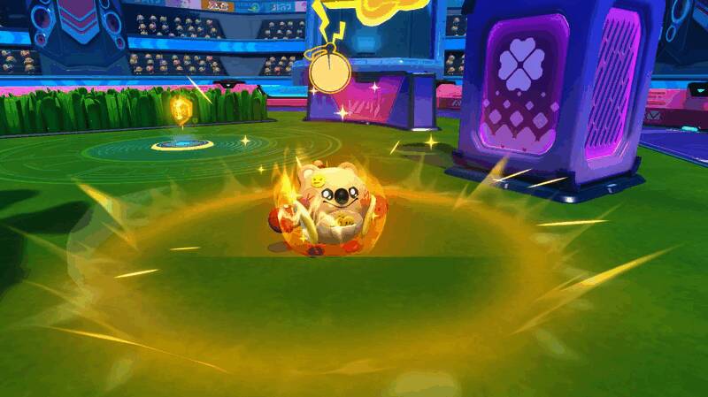 袋鼠嘟宝进入‘拳胜姿态’，周身环绕金色气焰特效，展现高防状态