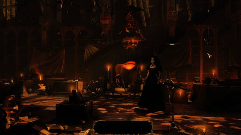 《秘密城堡》角色互动画面，展现主角与神秘NPC对峙的紧张氛围