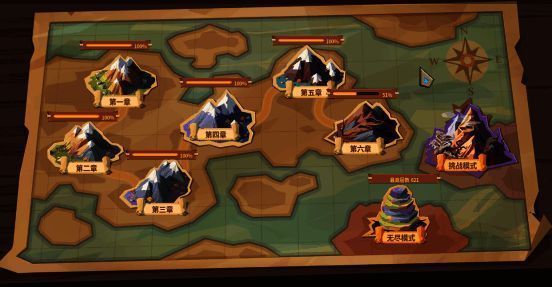 挑战模式开始界面，显示随机奖励与Boss Buff的联动机制说明图示