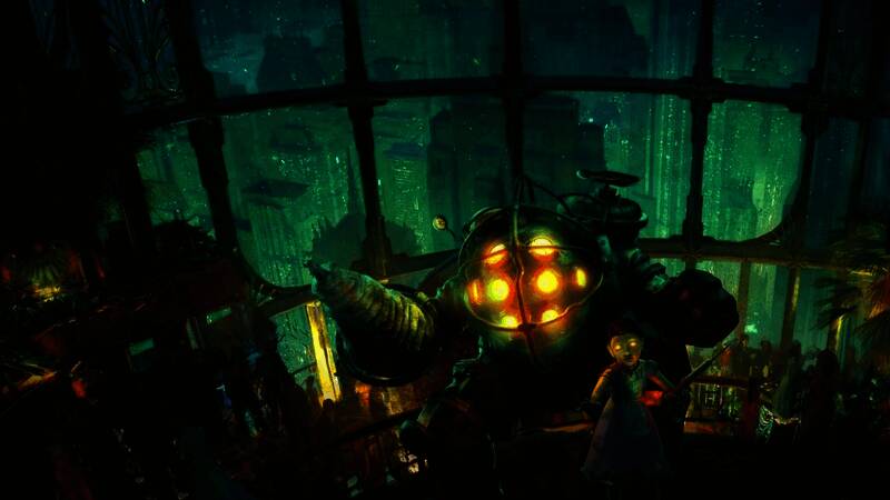 初代《生化奇兵》标志性场景销魂城概念图，水下都市充满神秘氛围