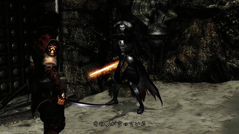 柳生十兵卫与敌人对峙，背景为古代神庙遗迹