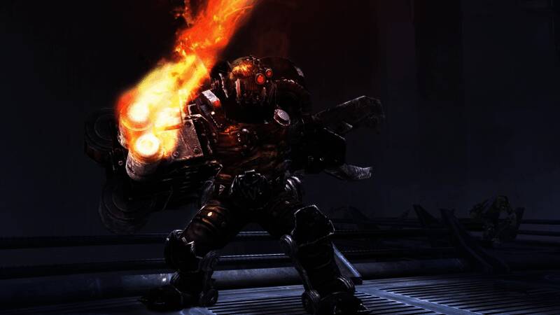 星际战士在废墟间穿梭作战，环境细节逼真