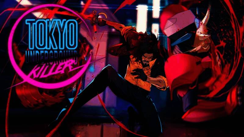 《东京地下杀手》战斗实机画面，主角手持发光长刀，在霓虹光影中与敌人激烈交战