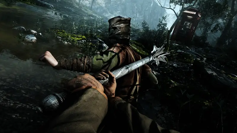 《原子陨落》角色探索废墟环境，背景为破败城市景象