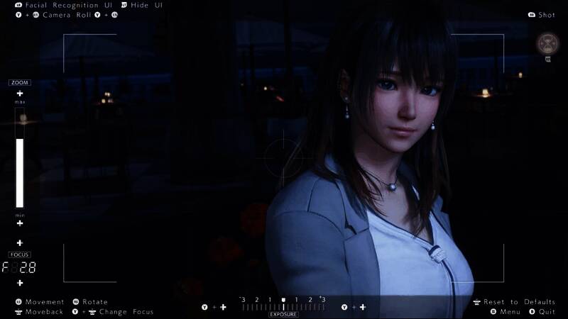 游戏中拍照模式界面截图，显示多种滤镜与构图辅助功能选项