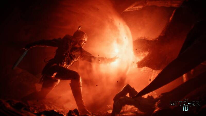 《巫师3》首席编剧Marcin Blacha接受采访画面，背景为游戏场景与角色形象