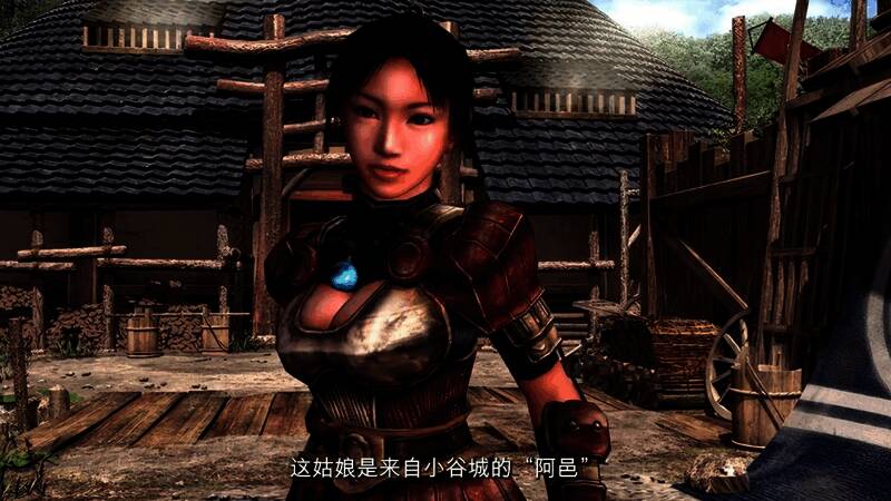 阿邑与敌人激烈交战，背景为古代战场废墟