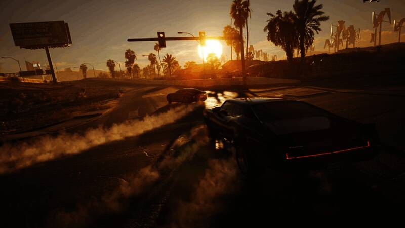 未来风格城市全景，空中悬浮着巨大的广告屏幕