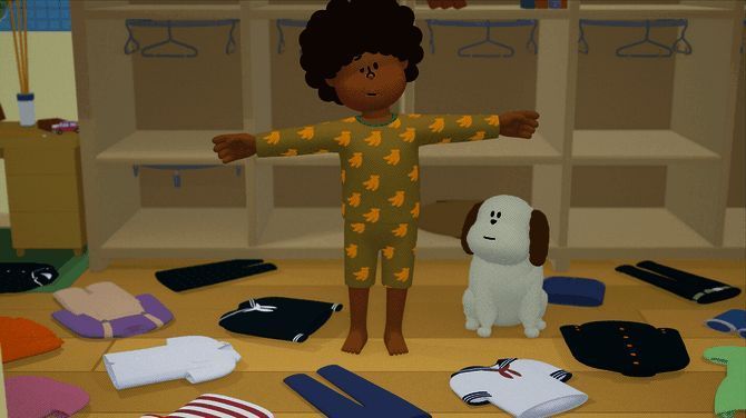 游戏场景中展示主角利用T字形身体完成特殊动作，如穿过狭小空间或推动机关