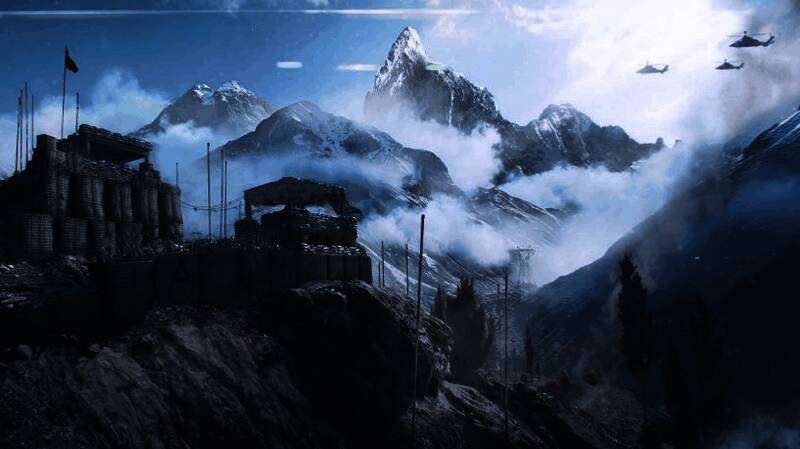 《战地》游戏封面风格宣传图，战场硝烟弥漫，士兵持枪警戒