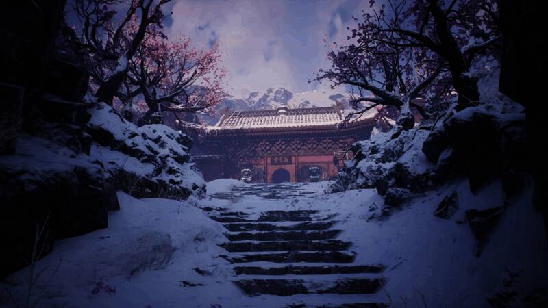 角色与NPC在殿堂中交谈的场景，烛光映照着人物表情