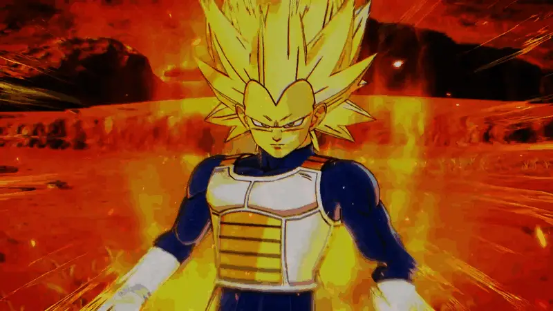 游戏画面展示超赛亚人4孙悟空激烈战斗的场景，背景中可见爆炸特效与对手对峙氛围