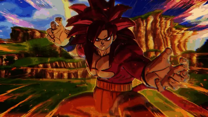 贝吉塔变身超级赛亚人3状态，身披金色气焰，眼神凌厉准备迎战强敌