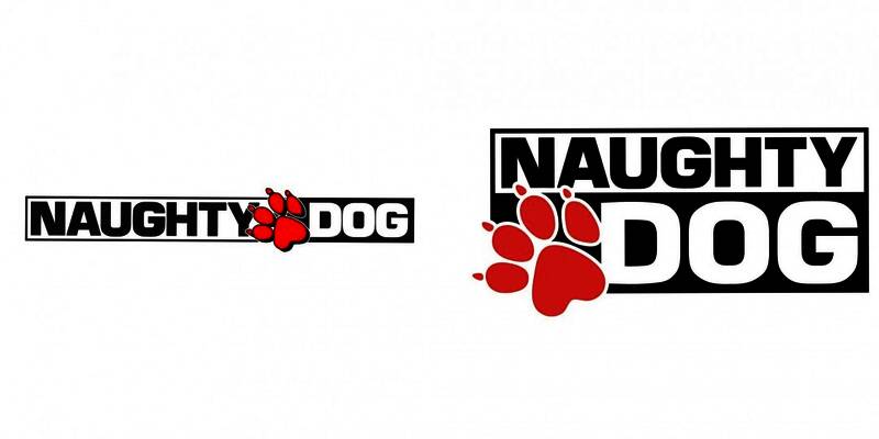 顽皮狗新旧Logo对比图，红色爪子图案细节有所调整