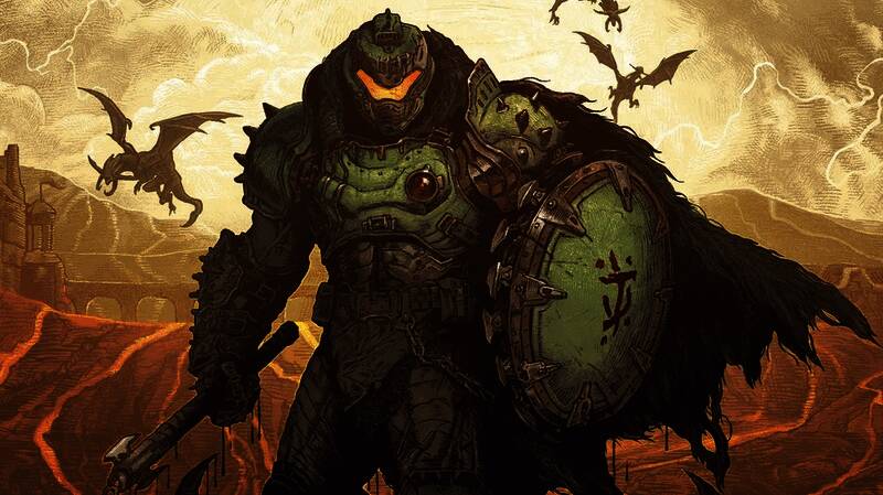 《毁灭战士：黑暗时代》实机画面展示，场景中光影效果逼真，环境细节丰富