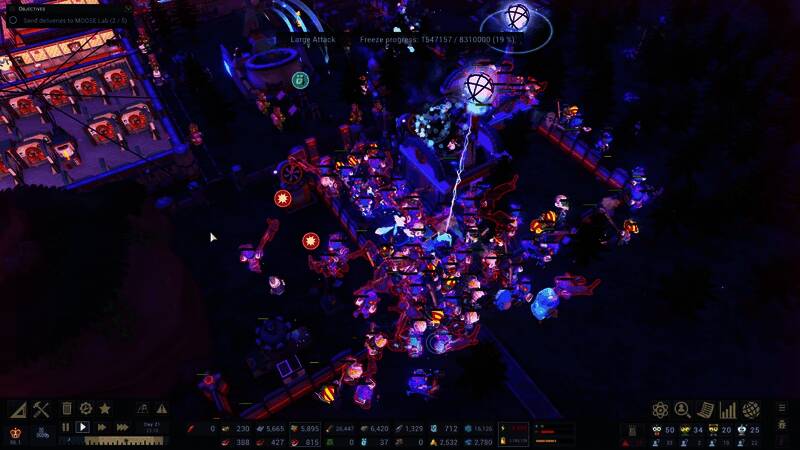 游戏画面展示僵尸与科学家互动场景，实验室内部构造清晰可见