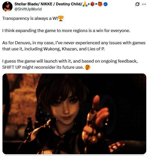 ShiftUp官方声明截图，背景为《星刃》LOGO与游戏画面