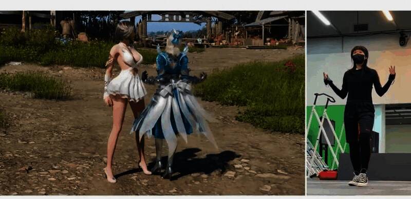 角色做出‘上下摆手’动作，画面细节精致，人物表情生动