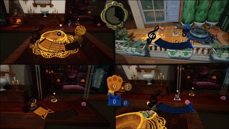 多人游戏画面，展示多名玩家操控不同猫咪在关卡中互动