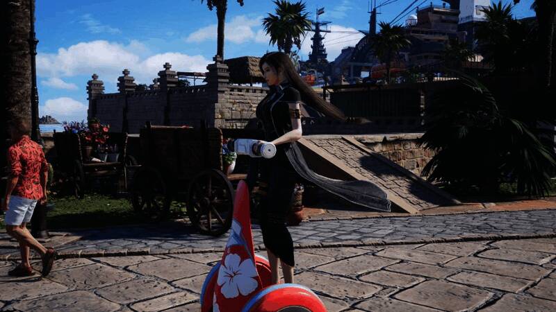 蒂法正面展示吕涅装，肩部与腰部设计极具特色