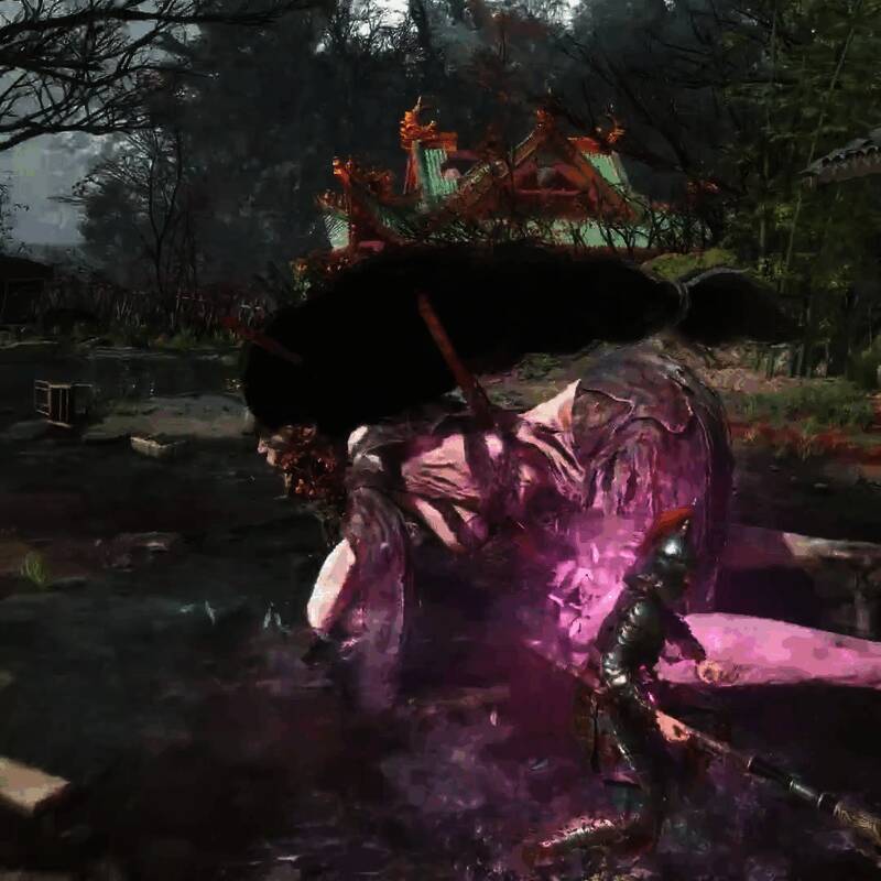 妖女陆红柳挥舞利刃，身形飘忽，背景为破败古庙场景