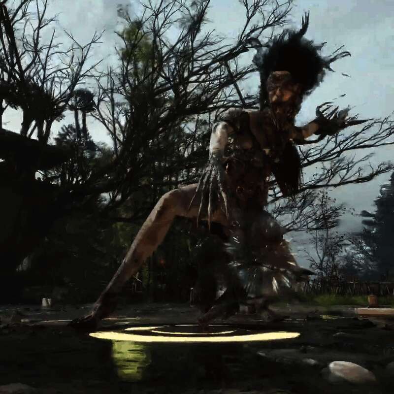 主角无常手持长剑，身后是弥漫着诡异气息的森林环境