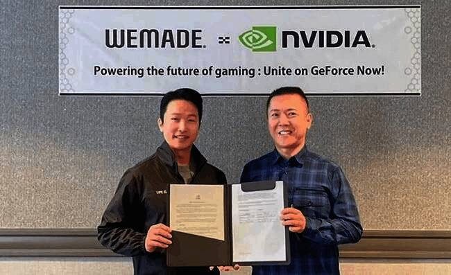 《MIR5》与英伟达合作现场展示图，展示云游戏与AI技术应用演示