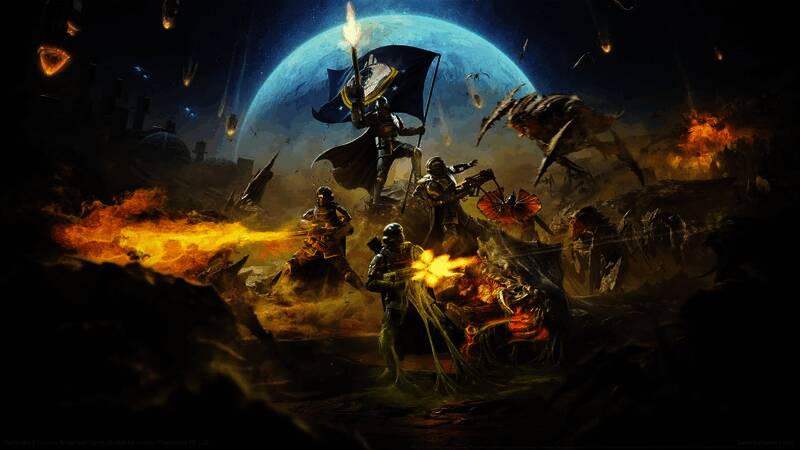 《绝地潜兵2》游戏内战斗画面，士兵协同作战场面宏大