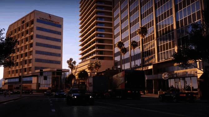 夜晚灯光反射与雾效增强，营造出电影级视觉氛围