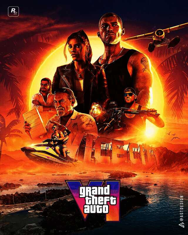 《GTA6》早期设定图展示两位主角互动画面