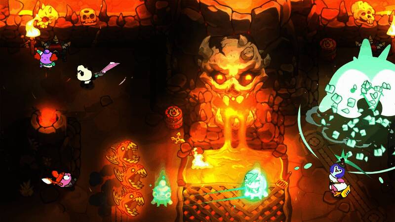 角色手持搞笑武器进行激烈战斗的场景，背景特效炫酷