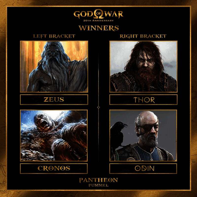 宙斯与奎托斯在游戏高潮中激烈对战的场景，电光火石间充满史诗感