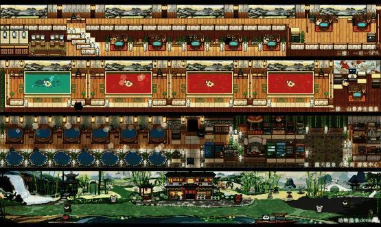 不同主题场景展示，包括冬日小镇、童话森林等