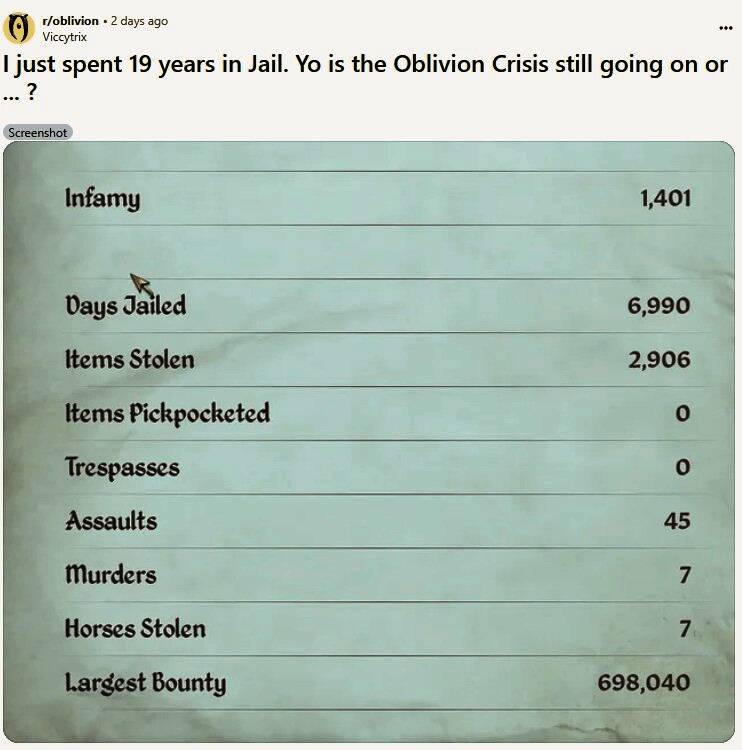 游戏界面显示详细的角色犯罪记录，包括各种罪行次数与惩罚金额，数据密密麻麻令人咋舌