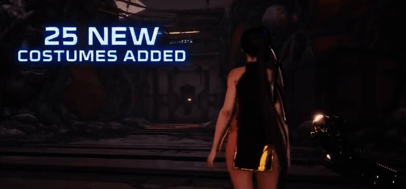 伊芙穿着未来科技感十足的战衣，充满神秘气息